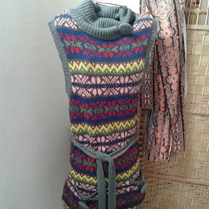 Multicolored cardigan turtleneck sweater